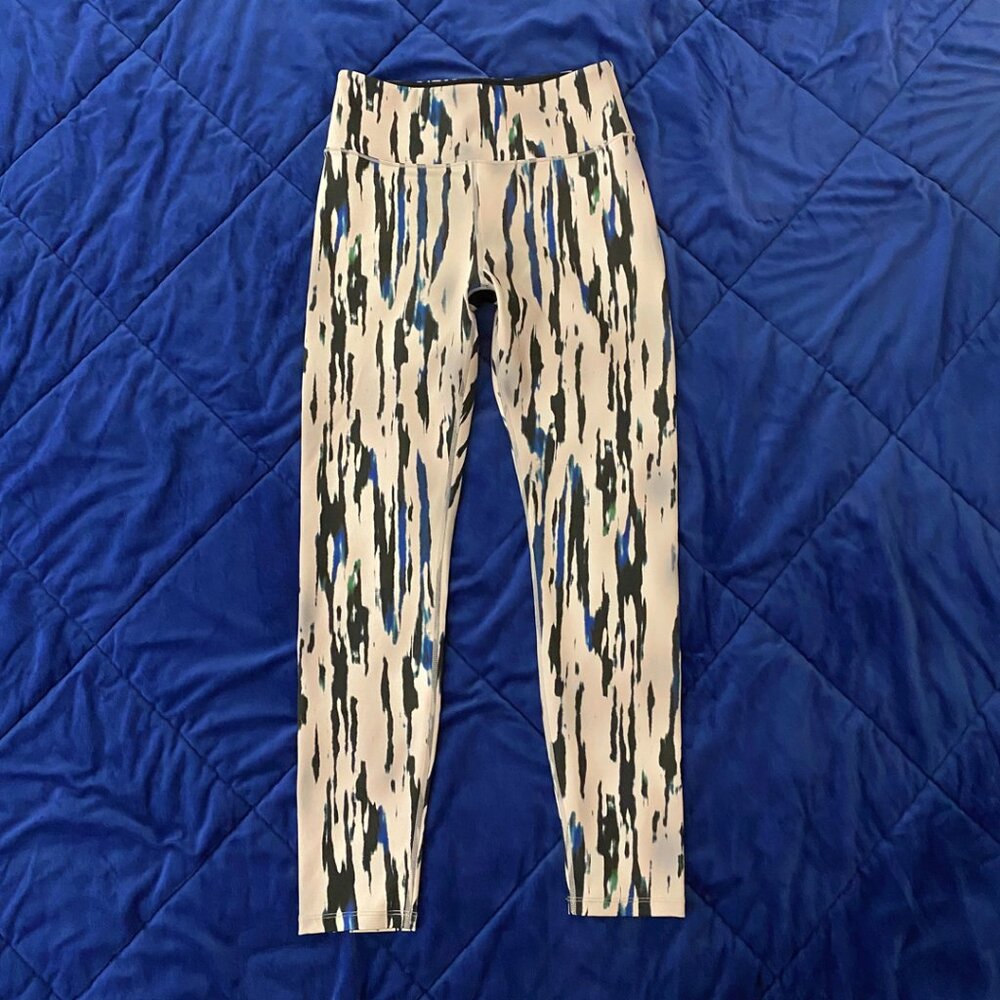 Multi-colored Abstract Watercolor Printed Active Workout High Waisted Leggings